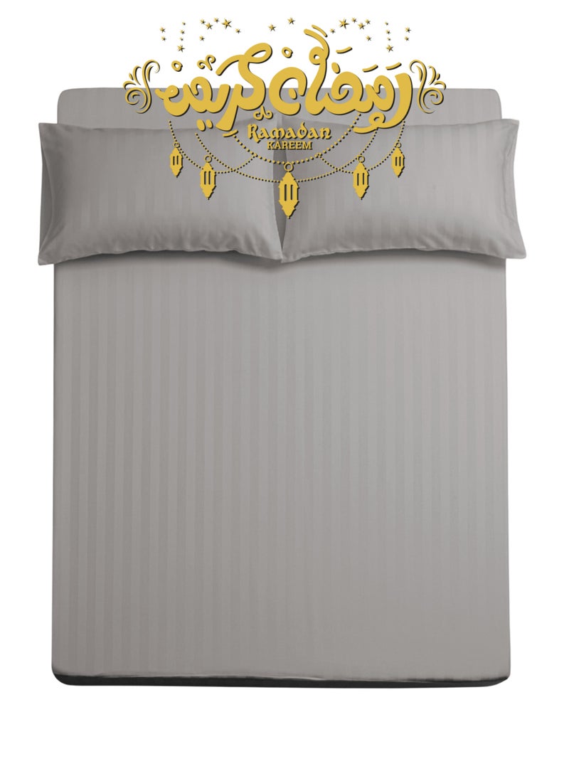 Master Home Textile King Microfiber Sheet Set, King Size 3 Pieces, Hotel Stripes design - Image 1